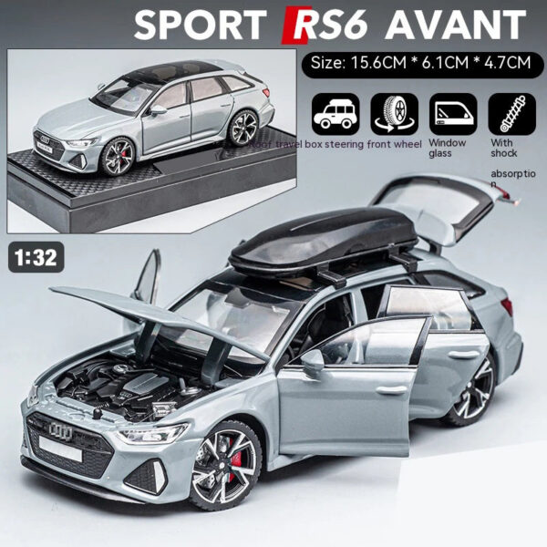 1:32 RS6 Model Car, Black Edition: Customized Kids Realistic Simulation, Diecast Metal, Perfect Gift for Boys