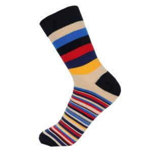 fe56c6758e25f4b2 HOYOLS Men's Dress Casual Colorful Stripe Cotton Patterned Business Long Soc