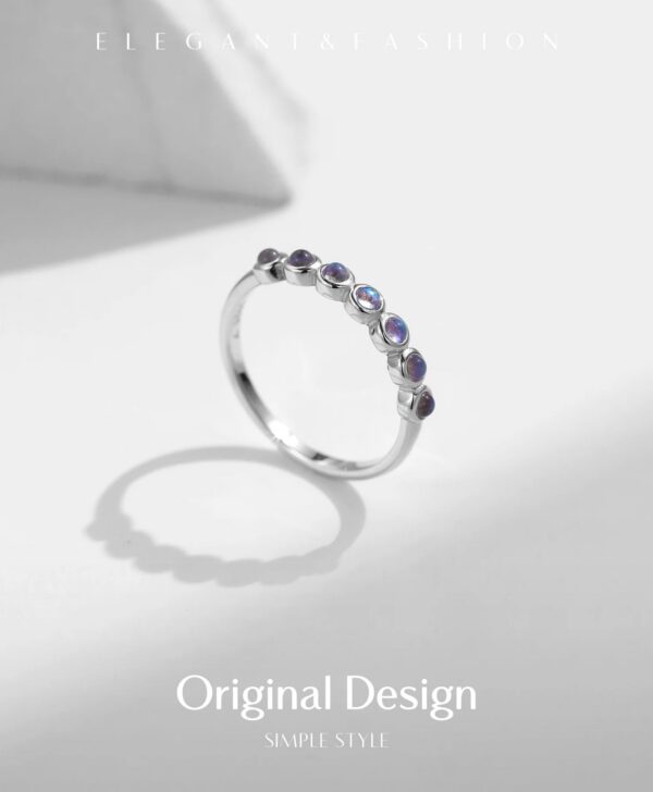 MODIAN 925 Sterling Silver Exquisite Round Moonstone Ring Stackable Crystal Ring For Women Birthday Gift Fine Jewelry