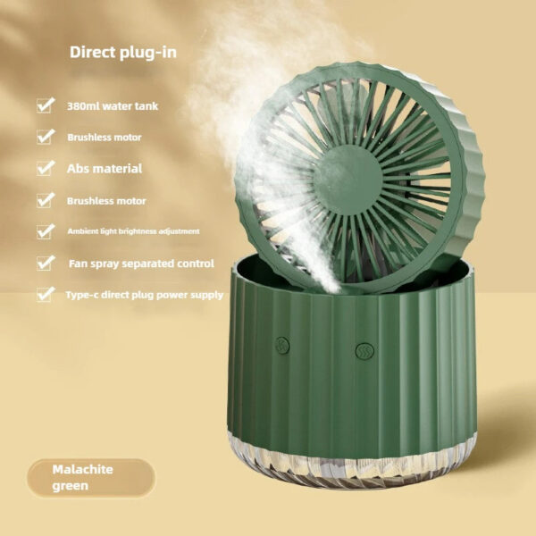 Foldable air cooler spray humidification small dormitory desktop usb charging portable fan