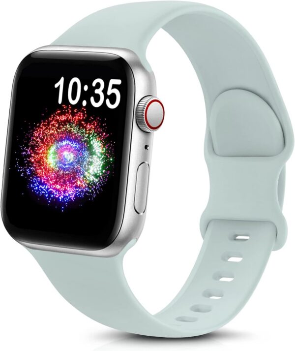 fe687824a8a8c24d TreasureMax Sport Band Compatible with Apple Watch Bands 38mm 40mm 41mm 42mm 44mm 45mm 49mm,Soft Silicone Strap Compatible for Apple Watch Series 9 Ultra 8 7 6 5 4 3 2 1 SE Men Women Grey 38/40/41MM