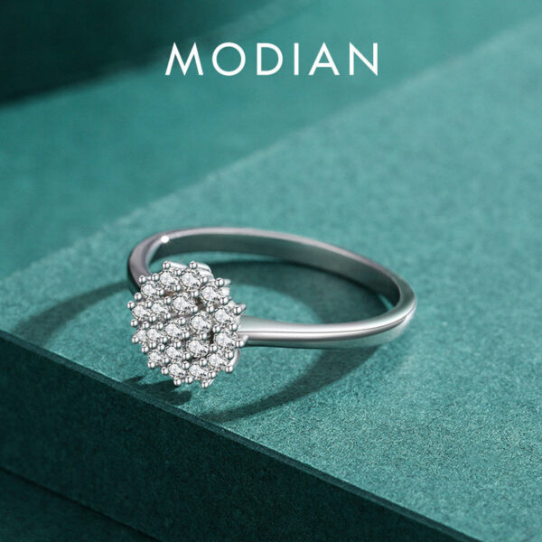 Modian Sterg Sier Classic Sparkg Simple CZ Finger Ring Platinum Plated Wedding Jewelry For Women Anniversary Gift