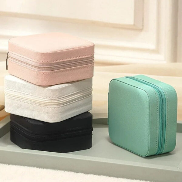 fe8433363b2fe810 1PC Organizer Display Travel Zipper Case Boxes Earrings Necklace Ring Portable Jewelry Box Leather Storage
