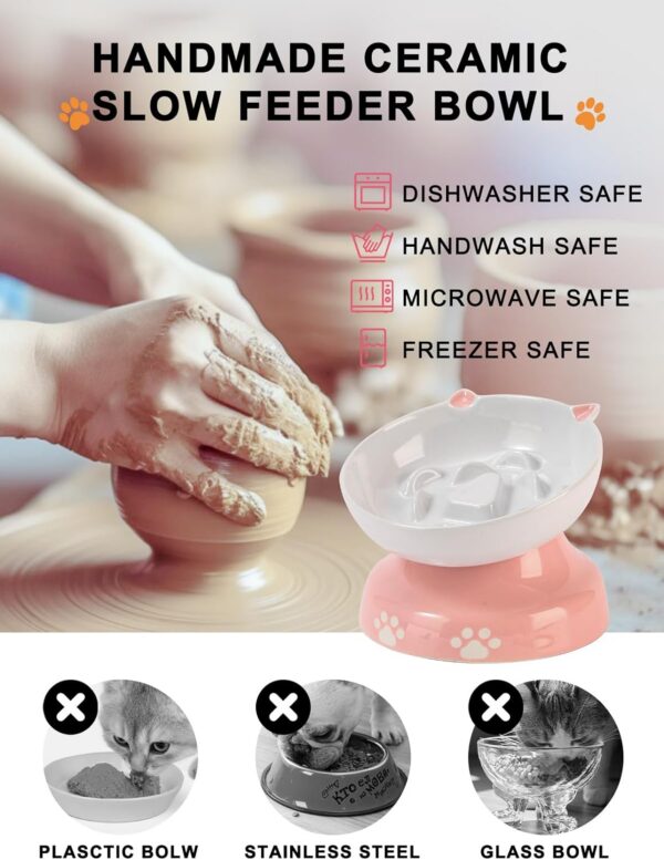 Y YHY Slow Feeder, Elevated Food Bowl Tilted Design for Dog and Cat for Dry and Wet Food