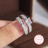 fe9617781519ad07 Sterling Sier Double Row Micro Inlaid Style Wedding Diamond Set Zircon For Couple Ring