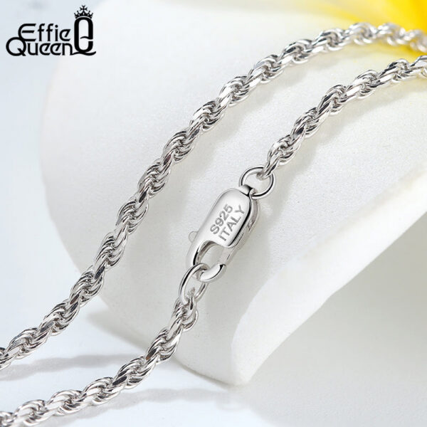 Effie Queen Italian 1.2mm1.5mm 1.7mm Diamond-Cut Rope Chain Necklace 40cm-60cm 100% Sier Woman Man Jewelry Gift DSC29