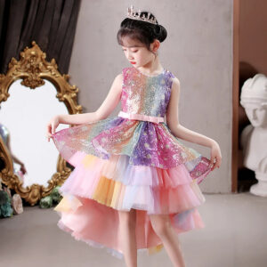 fea30a6580a1afcc Kids Dress For 4-12 Girls Sequined Cake Skirt Wedding Party Tailing Elegant Princess Sleeveless Children’s Dresses
