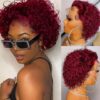 febbfeb02789f3d6 Pixie Cut HaiShort Curly Front Human Hair For Women Brazilian Water Wave Bob Wig 13x1 Transparent Lace Wigs