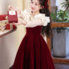 febc8a98d0fc4146 YZYmanualroom Red High End Veet Elegant Girl First Communion Concert Wedding Party Teen Junior Bridesmaid Dress