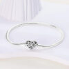 fec3f7500c0c4a43 MULA 1PC Sier-plated Heart -Shape Open Clasp Snake Chain Charm Bracelet Fit Charms Bead DIY Women Jewelry Gift