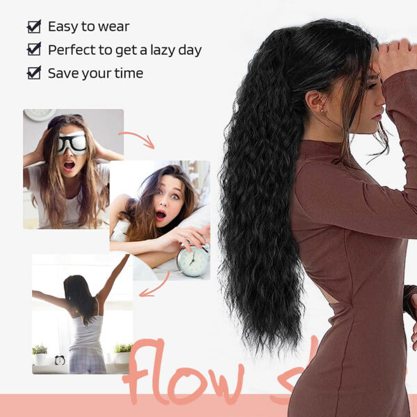 fecc6175fcc8ddbe Long Curly Drawstring Synthetic Ponytails Women Black Blonde Red Ponytail Clip in Hair Extensions for Daily Cosplay