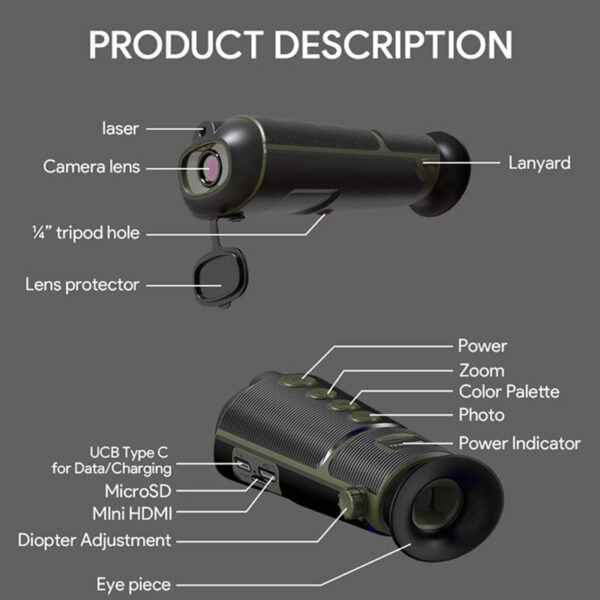 Digital 260*200 HD Outdoor Hunting Imaging Monocular Optical Sighting Thermal Sensing Night Vision Scope 4x Zoom
