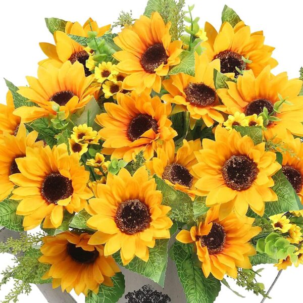 feddb61dcc607de4 AmyHomie Artificial Sunflower Bouquets,2 Bunches Fake Wildflowers for Baby Shower Home Wedding Spring Decor, Bride Holding Flowers,DIY Garden Craft Art Decor