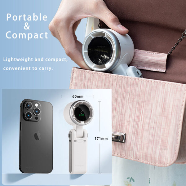 fee2f7e11ba8f561 Hanging USB Rechargeable Handheld 3600mAh Foldable Mini Neck Portable Small Turbo Fan