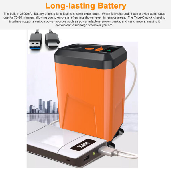 fee8c712a5f4716f Outdoor Electric Pump Portable Camping Rechargeable Battery Powered Shower Waterproof for Beach Pet Watering