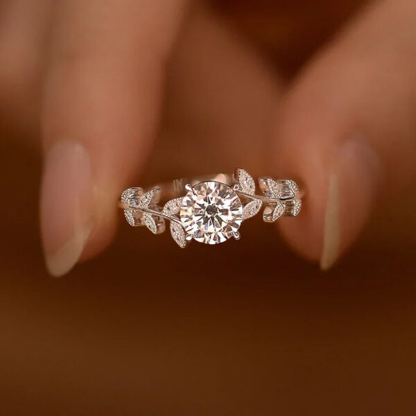 1carat Leaf Moissanite Diamond Engagement Rings for Women Sterling Sier Plated White Gold Wedding Band Promise Ring