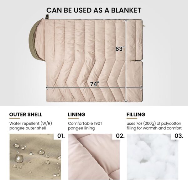 ff1840724afd3328 OneTigris Trailnap Sleeping Bag 3 Season Extra-Wide Warm for Camping Backpacking Travel Outdoor Activities