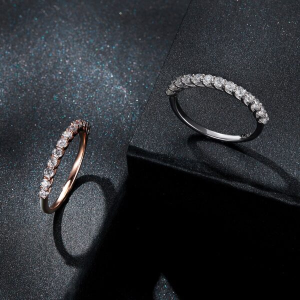 Bamoer U Moissanite Half Eternity Band Round Cut Diamond Sterling Sier Finger Ring Wedding Fine Jewelry Gifts