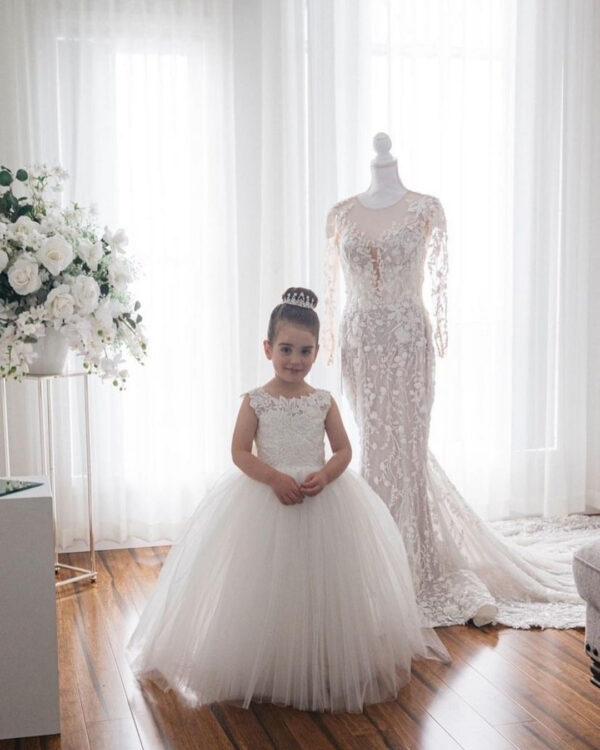 FATAPAESE Flowers Gril Dress Camellia Gowns Appqulies Beads Bow With Long Train Backless Buttons Wedddding Party Ball Gown TUTU
