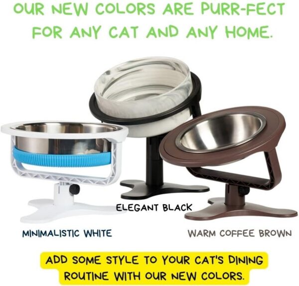 Adjustable Raised Cat Food Bowl, Tilted Elevated Bowl (1-Pack, Black)