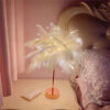 Table Lamp LED Night DIY Creative Warm Light Tree Feather Lampshade Wedding Home Bedroom Decor with Remote Control
