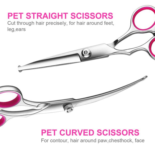 4pcs Dog Grooming Scissors with Safety Round Tip-Stainless Steel Set Precise Trimming and Shaping Ideal for All Breeds