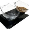 Elevated Cat Bowls with Raised Stand, Pet Food Water Feeder Bowl, 15° Tilted Pet Bowl Stress-Free Suit for Cats Small Dogs