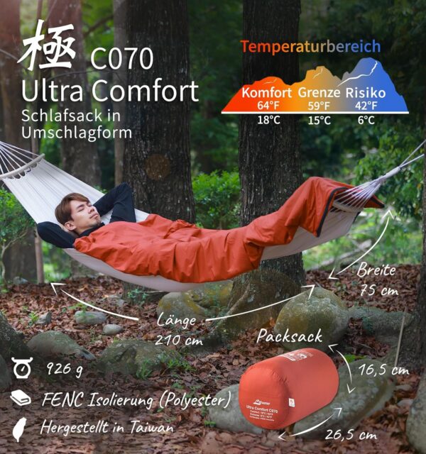 Litume Kompakter Schlafsack 20°C-10°C, 1.6 lbs, Leichter Tragbarer Kombinierbarer Schlafsack für Erwachsene, Rucksackreisen, Camping, Wandern, Reisen, 3 Jahreszeiten, Samtgefüttert