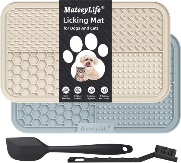 MateeyLife 3PCS Lick Mat for Dogs and Cats with Suction Cups, Dog Lick Mat for Anxiety Relief, Dog Toys to Keep Them Busy, Dog Enrichment Toys for Bathing, Cat Peanut Butter Lick Pad for Boredom