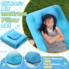 Kids Sleeping Pad for Camping Air Bed Flocked Surface with Inflatable Pillow Camping Air Mattress for Backpacking Travel Sleepover Outdoor Tent Guest(Sky Blue)