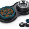 ffa11135b545c005 BurgeonNest Dog Bowl Slow Feeder,4 in 1 Dog Food and Water Bowl with Stand Slow Down Eating Dog Puzzle Bowl Set with Non-Skid Silicone Mat for Small Medium Dogs