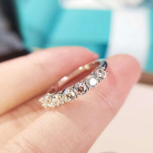 ffa61875418f0800 Houtros 3mm Moissanite Rings for Women S Sier 7 Stone Engagement Wedding Sparkling Diamond Ring Fine Jewelry Gift