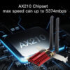 FENVI 6E AX210 5374Mbps Wireless PCIE Adapter Tri Band 2.4G/5G/6Ghz Compatible Bluetooth5.3 Network WiFi Card For Win 10/11