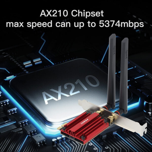 FENVI 6E AX210 5374Mbps Wireless PCIE Adapter Tri Band 2.4G/5G/6Ghz Compatible Bluetooth5.3 Network WiFi Card For Win 10/11