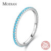 ffbadbde51733be2 Modian 100% 925 Sterling Silver Classic Exquisite Circle Turquoise Charm Stackable Finger Ring For Women Trendy Fine Jewelry