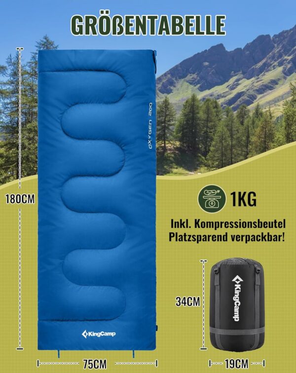 ffc1782748d869a7 KingCamp Schlafsack Outdoor Warmer Deckenschlafsack für Erwachsene 3 Jahreszeiten leicht zu tragen wasserabweisend & warm für Kinder Erwachsene beim Camping & Outdoor Kleines Packmaß