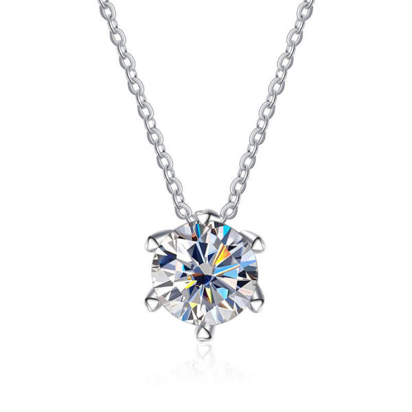 ffc5dcea476c641d JoyceJelly 1CT VVS D Moissanite Necklace For Women Six Prong Simulated Diamond Pendant Sterling Sier Wedding Fine Jewelry