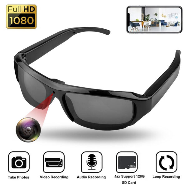 ffd1d7e9e11be492 1080p HD Mini Glasses Portable DVR Video Outdoor Sports Camera Recorder Wearable Bike Smart Sunglasses