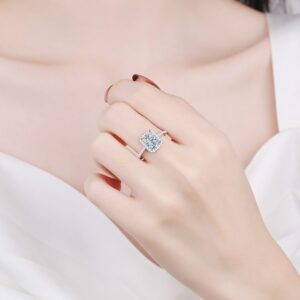 ffef0dc8a951485c AETEEY Moissanite Diamond Square Ring D Color 1CT 2CT Real Sterling Sier For Women Wedding Fine Jewelry VVS Clarity RI019