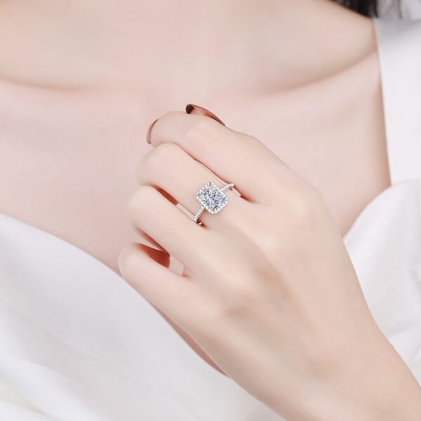 AETEEY Moissanite Diamond Square Ring D Color 1CT 2CT Real Sterling Sier For Women Wedding Fine Jewelry VVS Clarity RI019