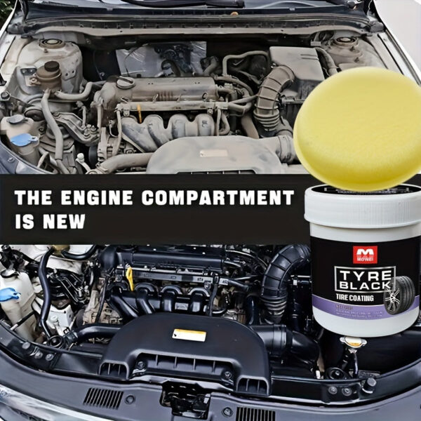 Blackening Wax - Hydrating Luster and Protection, Anti-Aging Tire Care Coating with Sponge Applicator